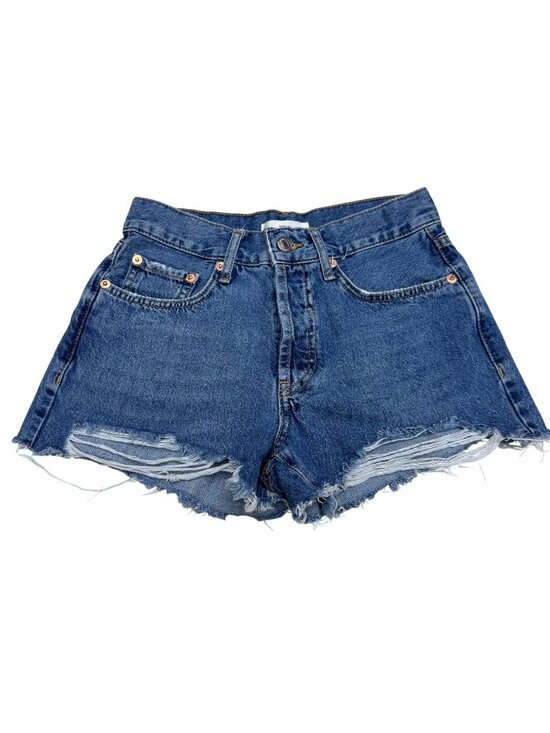 Mango Pants - Mango MNG Hailey Blue Denim Shorts Women's Distressed Button Fly, Size 2
